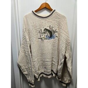 VTG Shenandoah Grandpa Sweater XXL Bass Fish Knit Outdoors Embroidered made USA